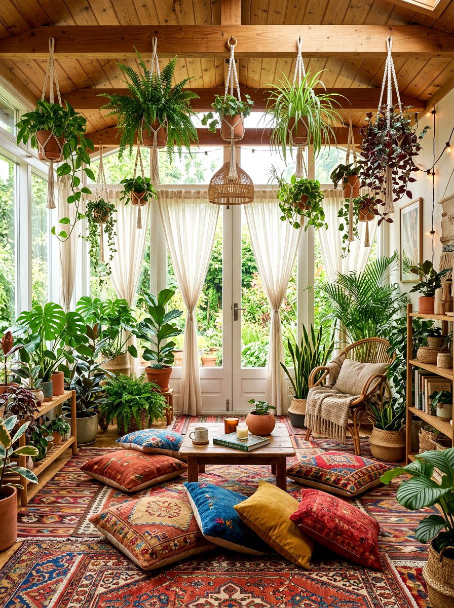 Bohemian plant sanctuary - 30 attached greenhouse porch ideas