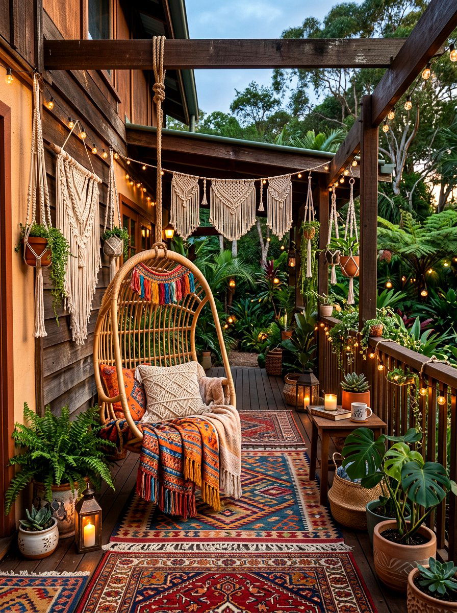 Bohemian porch - 30 cozy evening porch ideas