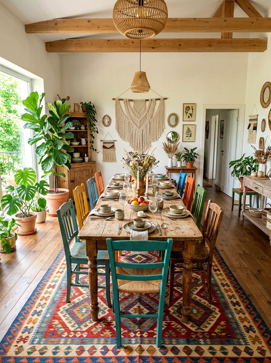Bohemian rectangular dining room - 30 rectangular dining room ideas