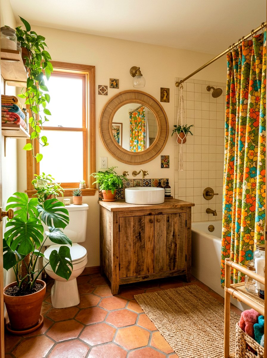 Bohemian retro bathroom - 30 retro bathroom ideas