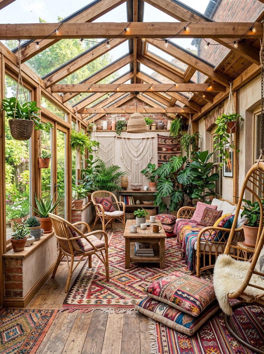 Bohemian rustic sunroom - 30 rustic sunroom ideas