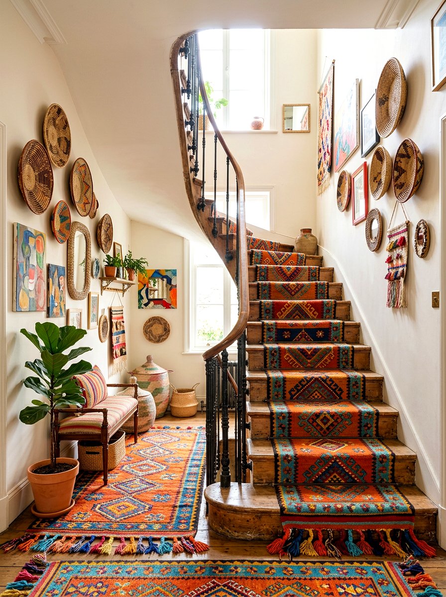 Bohemian stair runner - 30 stair runner ideas