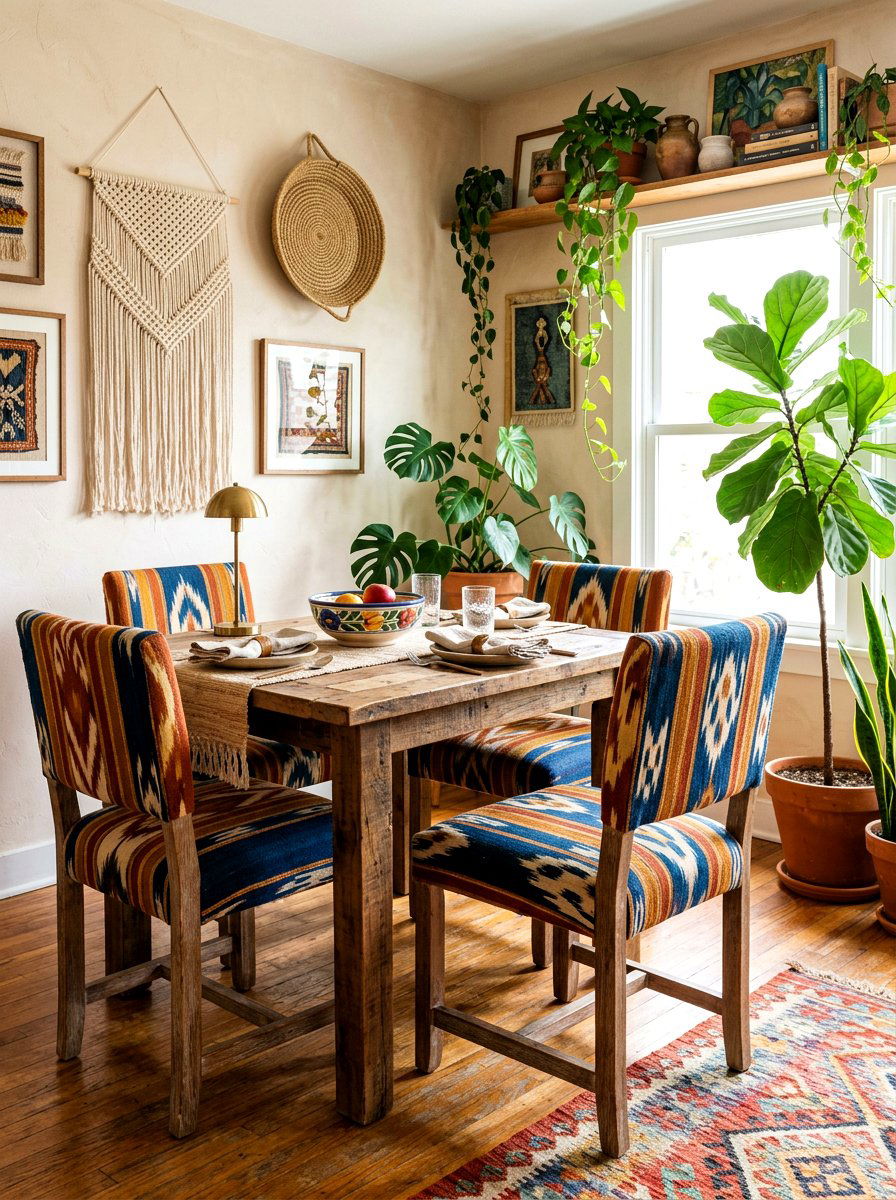 Bohemian striped dining chair - 30 striped dining chair ideas