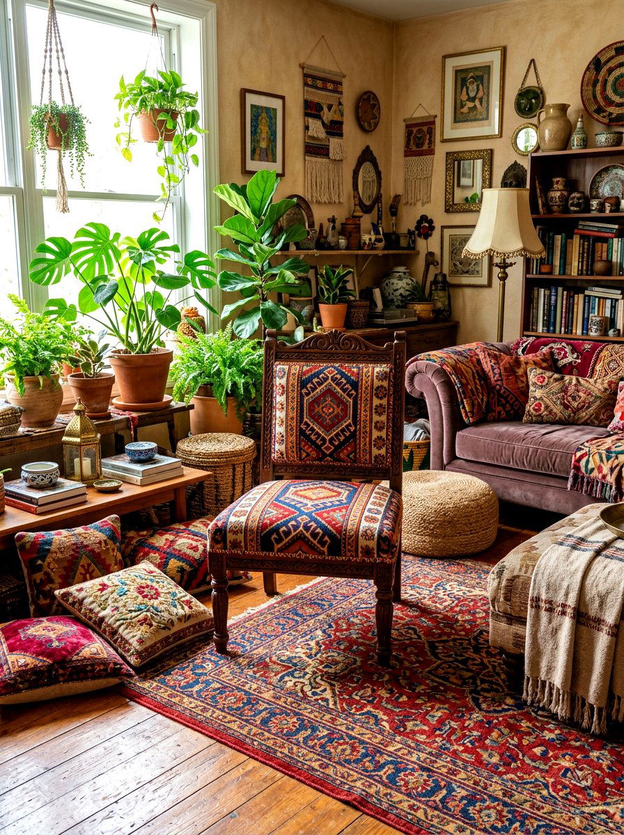 Bohemian style armless chair - 30 armless chair living room ideas