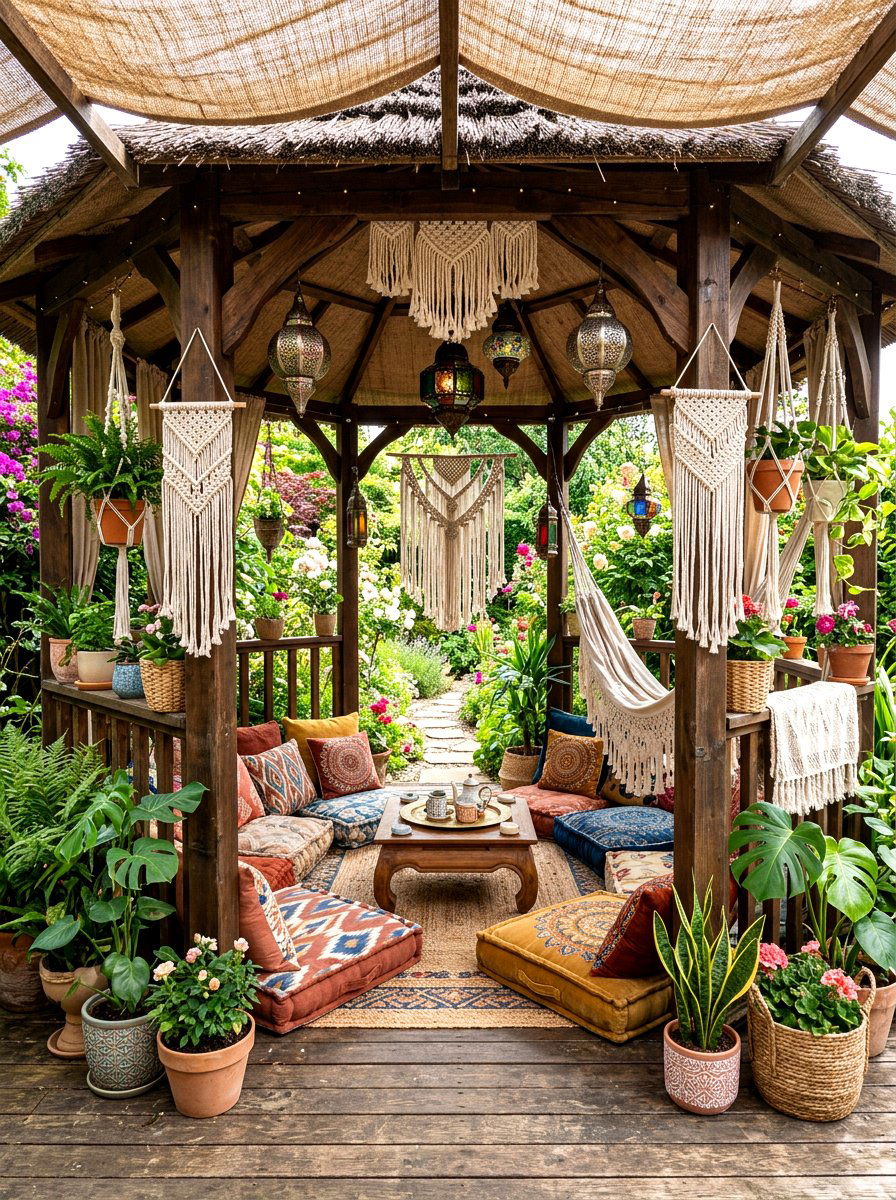 Bohemian style gazebo - 30 patio gazebo ideas