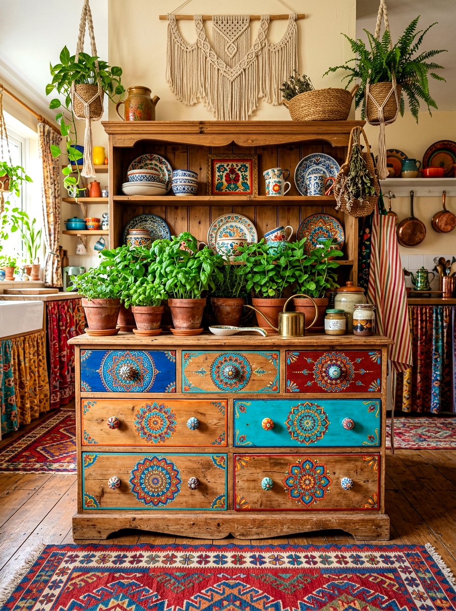 Bohemian style kitchen dresser - 30 dresser in kitchen ideas
