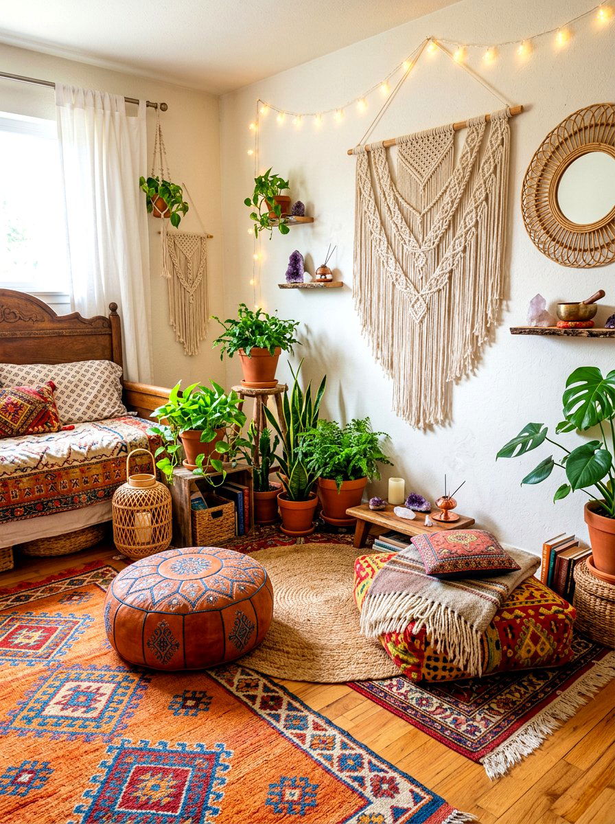 Bohemian style meditation corner bedroom - 30 meditation corner bedroom ideas