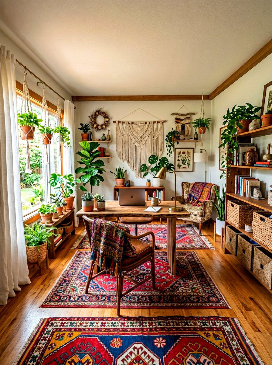 Bohemian style office - 30 cozy home office ideas