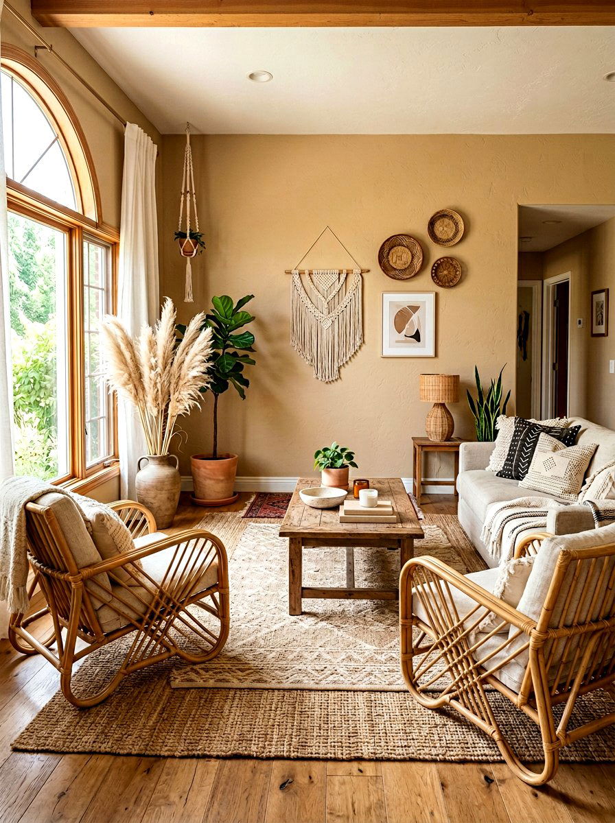 Bohemian tan living room - 30 brown living room ideas