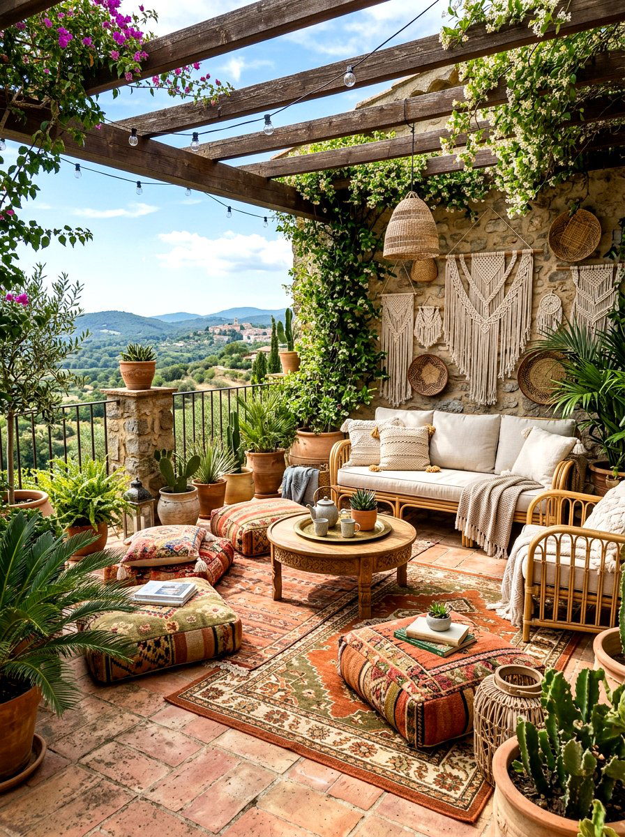 Bohemian terrace lounge - 30 terrace lounge ideas aesthetic