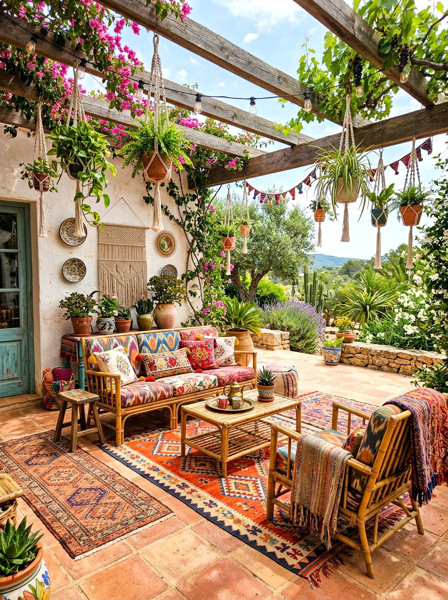 Bohemian terracotta patio decor - 30 terracotta patio ideas