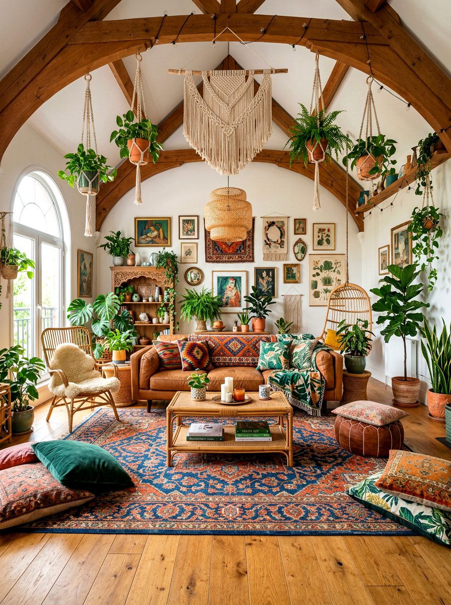Bohemian vaulted living room - 30 vaulted living room ideas