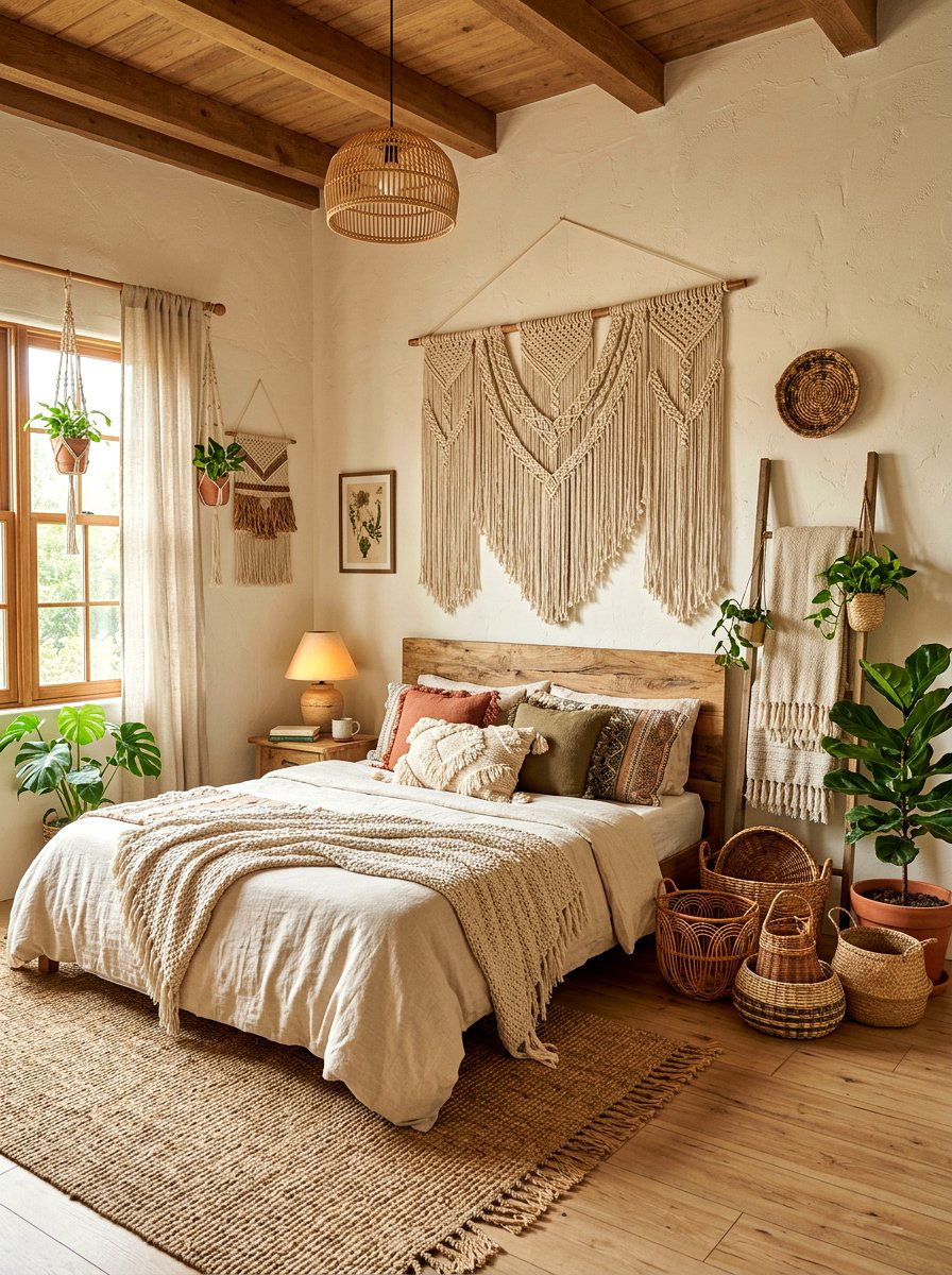 Bohemian woven art - 30 art wall kids room ideas