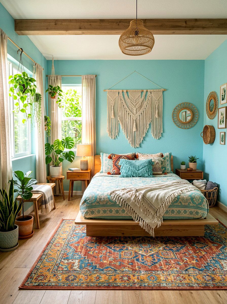 Boho Aqua Bedroom - 30 aqua bedroom ideas