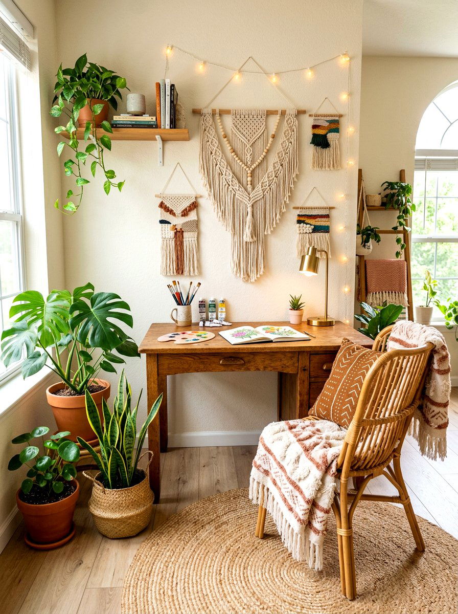 Boho Art Nook - 30 art corner ideas