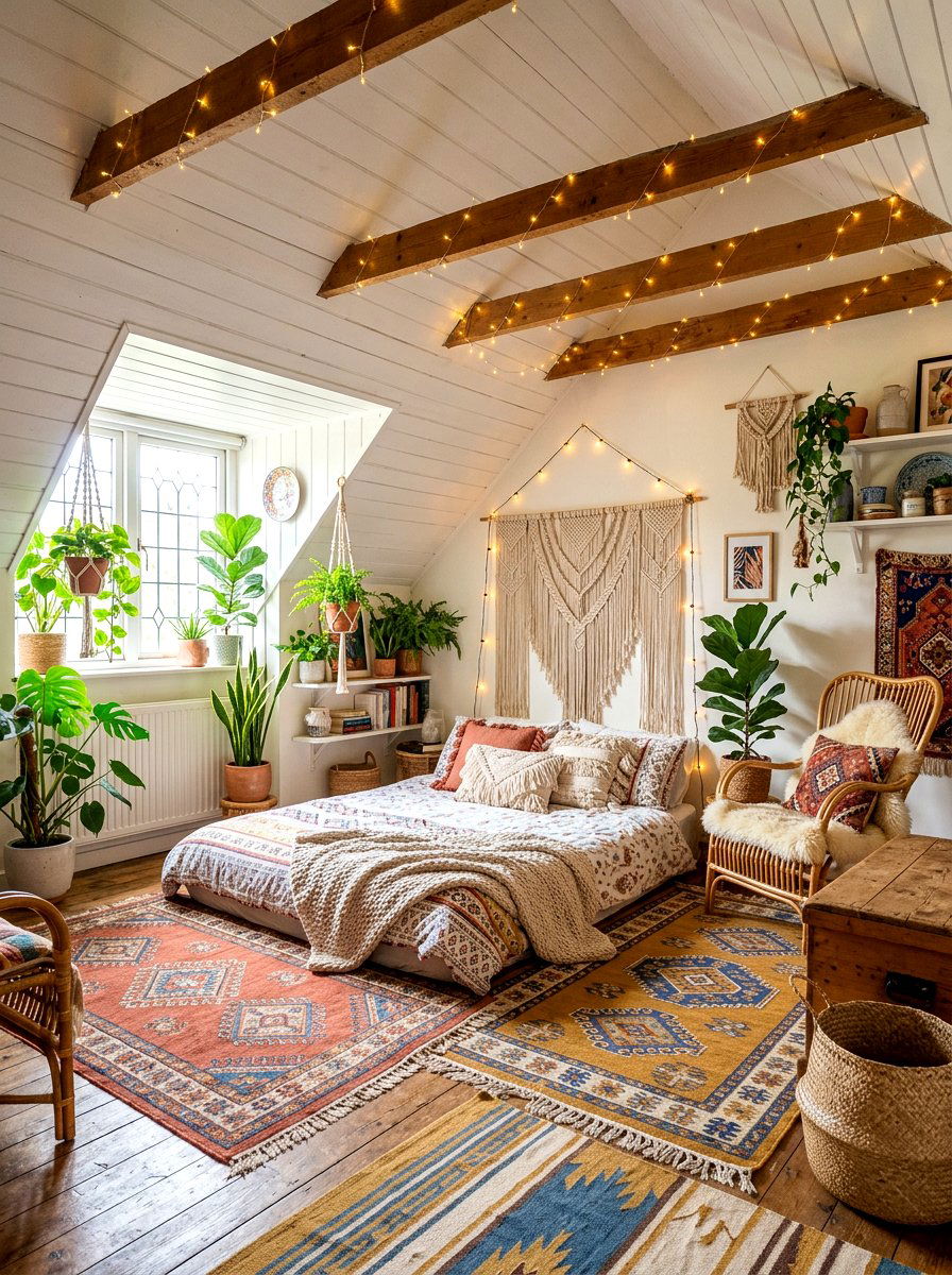 Boho Attic Bedroom - 30 attic bedroom ideas