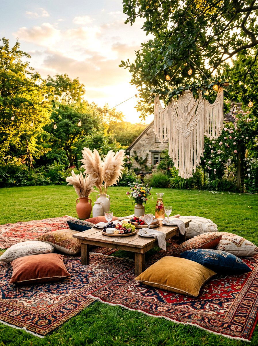 Boho Backyard Picnic - 30 backyard picnic decor ideas
