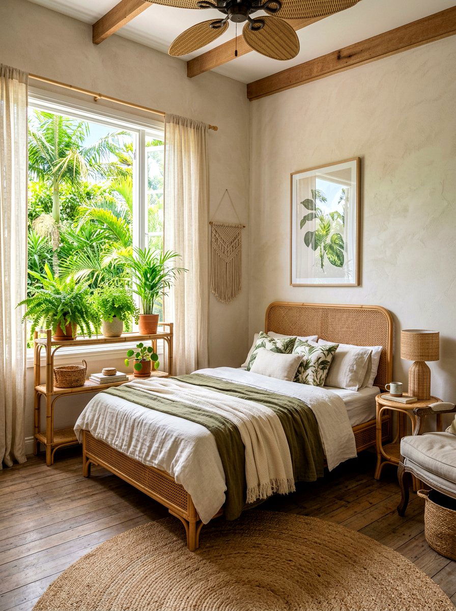 Boho Bamboo Window Shelf - 30 plant shelf window ideas