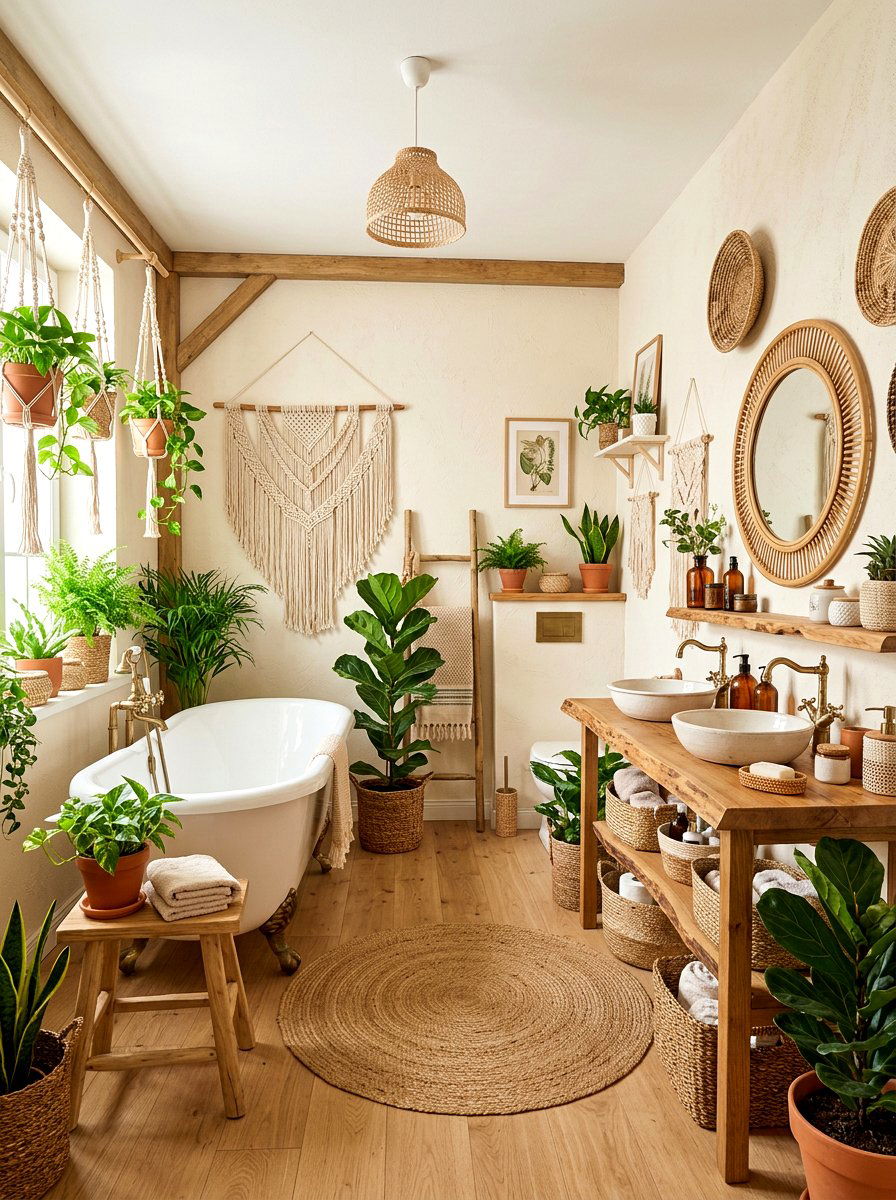 Boho Bathroom - 30 neutral bathroom ideas