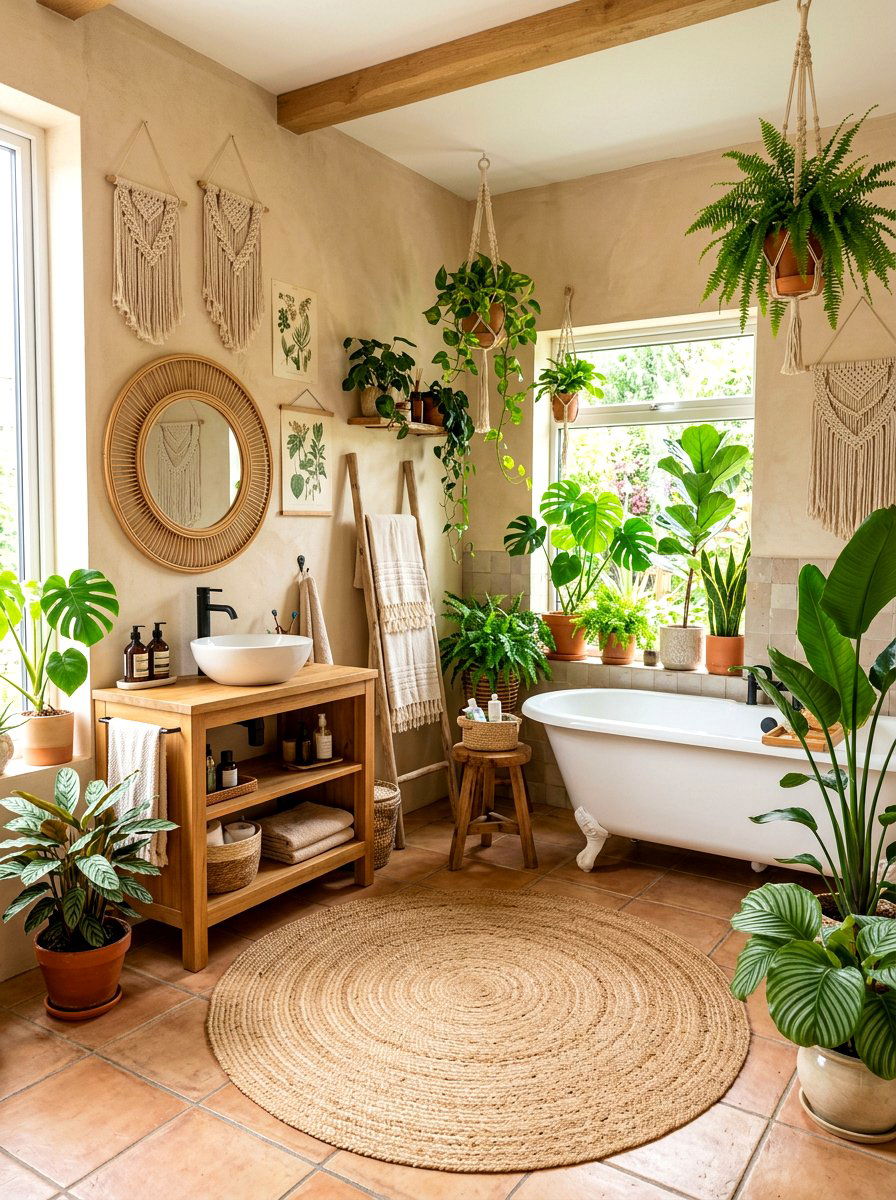 Boho Beige Bathroom - 30 beige bathroom ideas