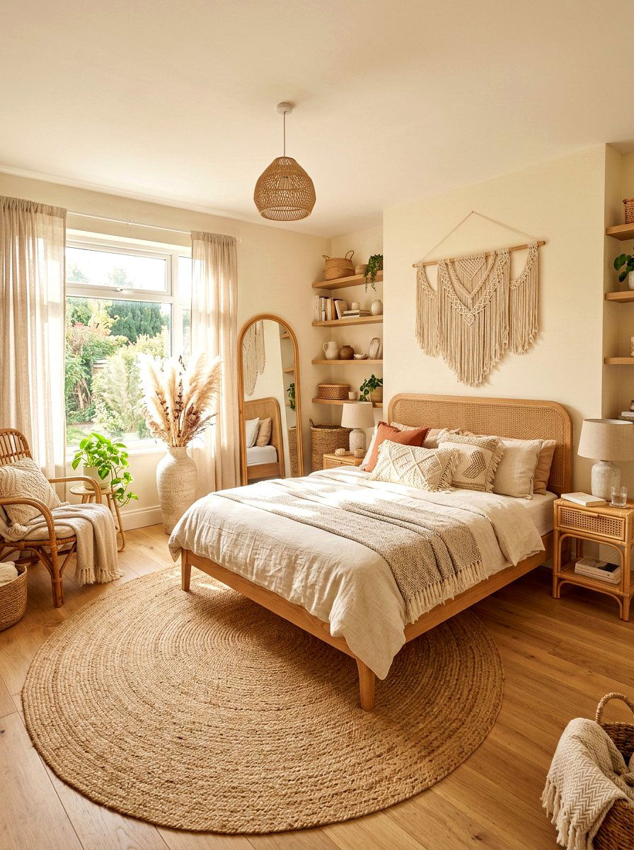 Boho Beige Bedroom - 30 cream and beige bedroom ideas