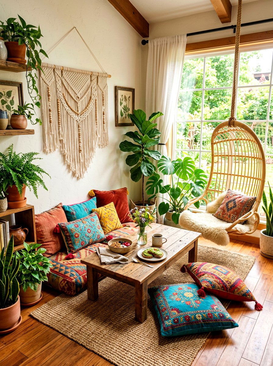 Boho Breakfast Nook - 30 window breakfast nook ideas
