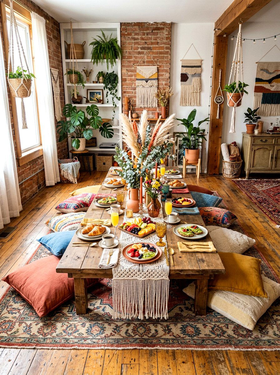Boho Brunch Setting - 30 spring brunch table ideas