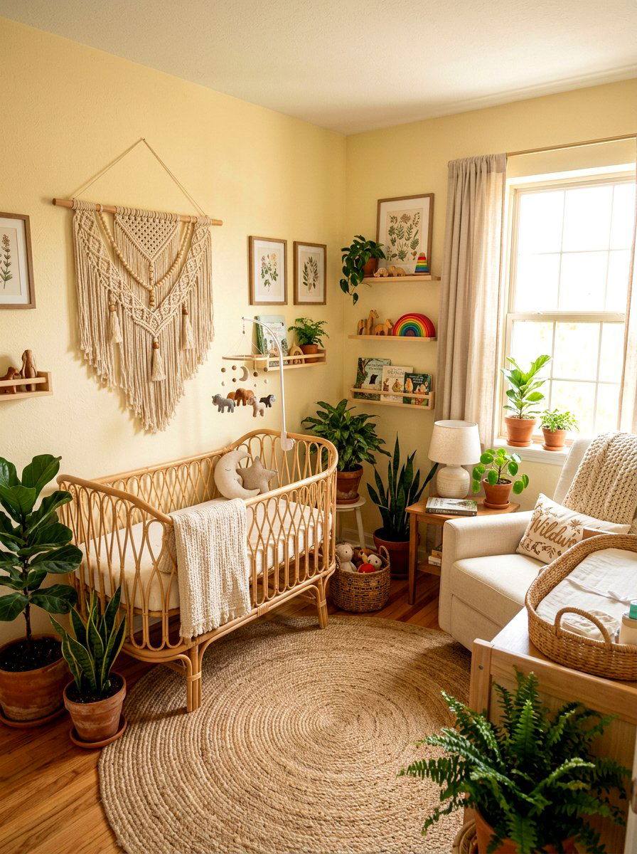 Boho Butter Yellow Nursery Decor - 30 butter yellow nursery ideas