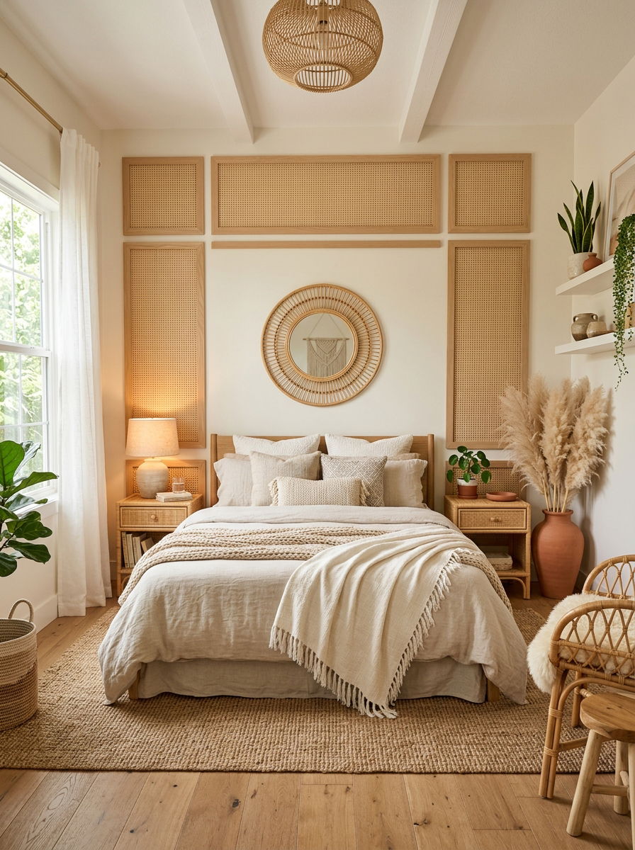 Boho Cane Webbing Molding - 30 removable wall molding ideas