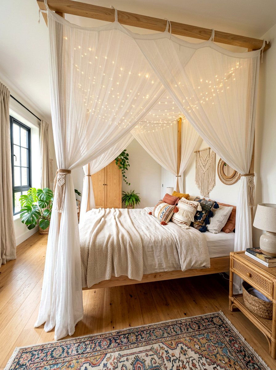 Boho Canopy Bed - 30 boho bedroom ideas