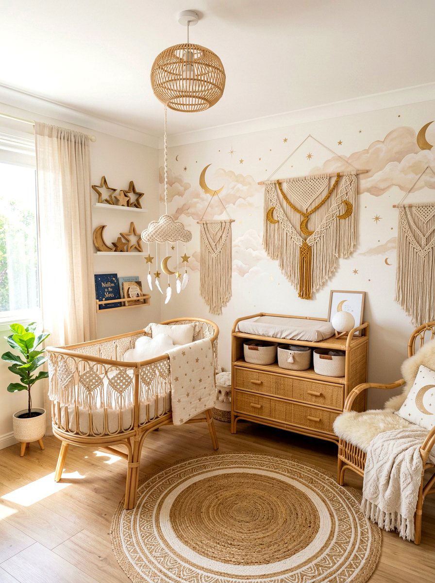 Boho Celestial Cloud Nursery - 30 cloud nursery ideas