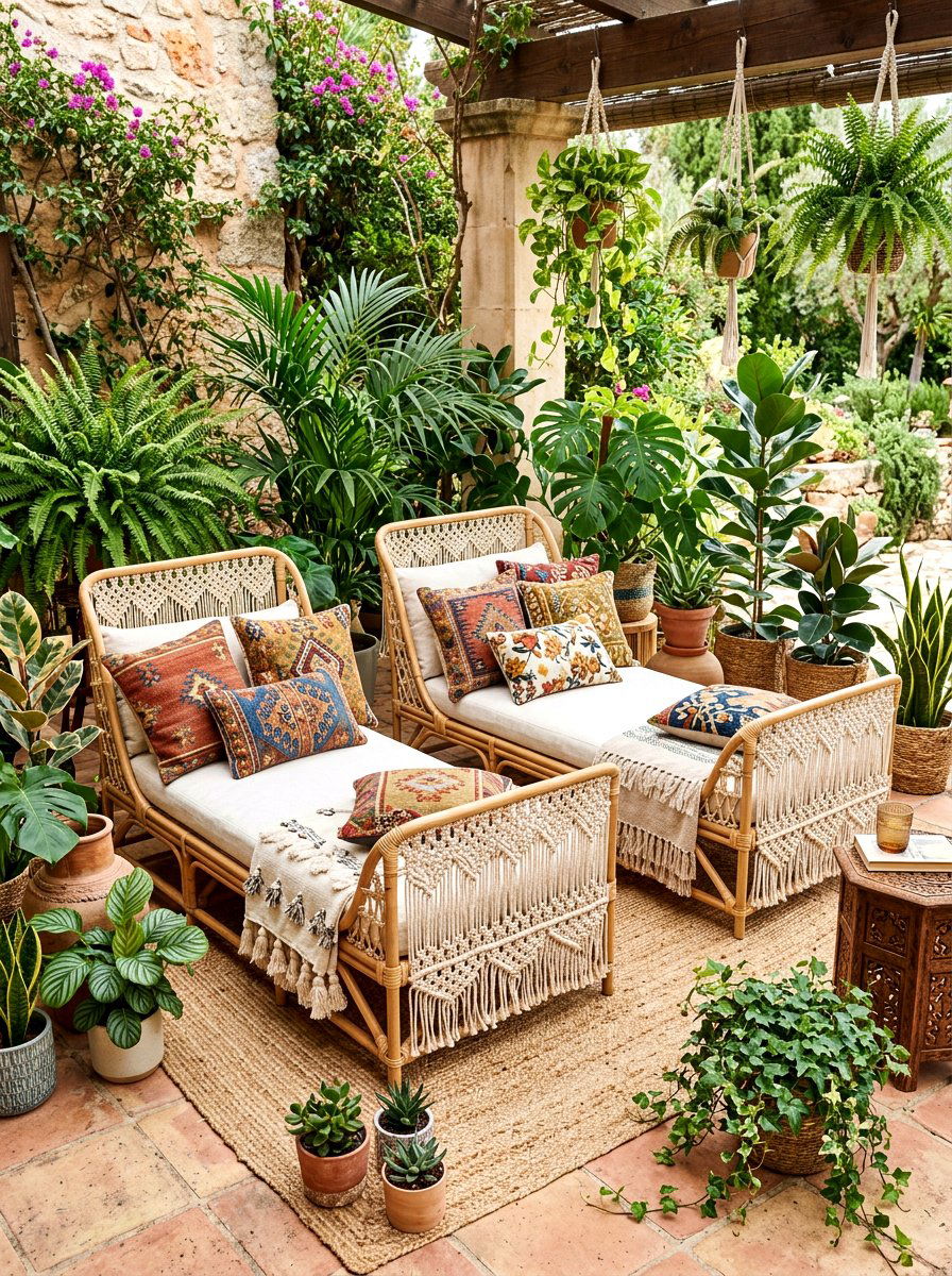 Boho Chaise Pair - 30 chaise pair patio ideas