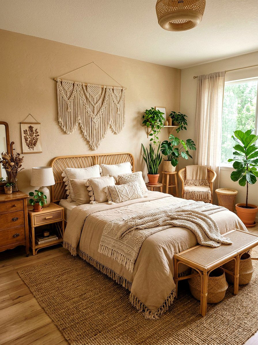 Boho Chic Beige Bedroom - 30 tonal beige bedroom ideas