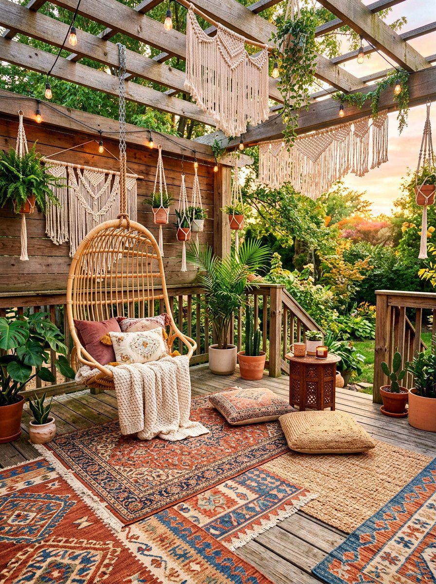 Boho Chic Deck - 30 deck decorating ideas
