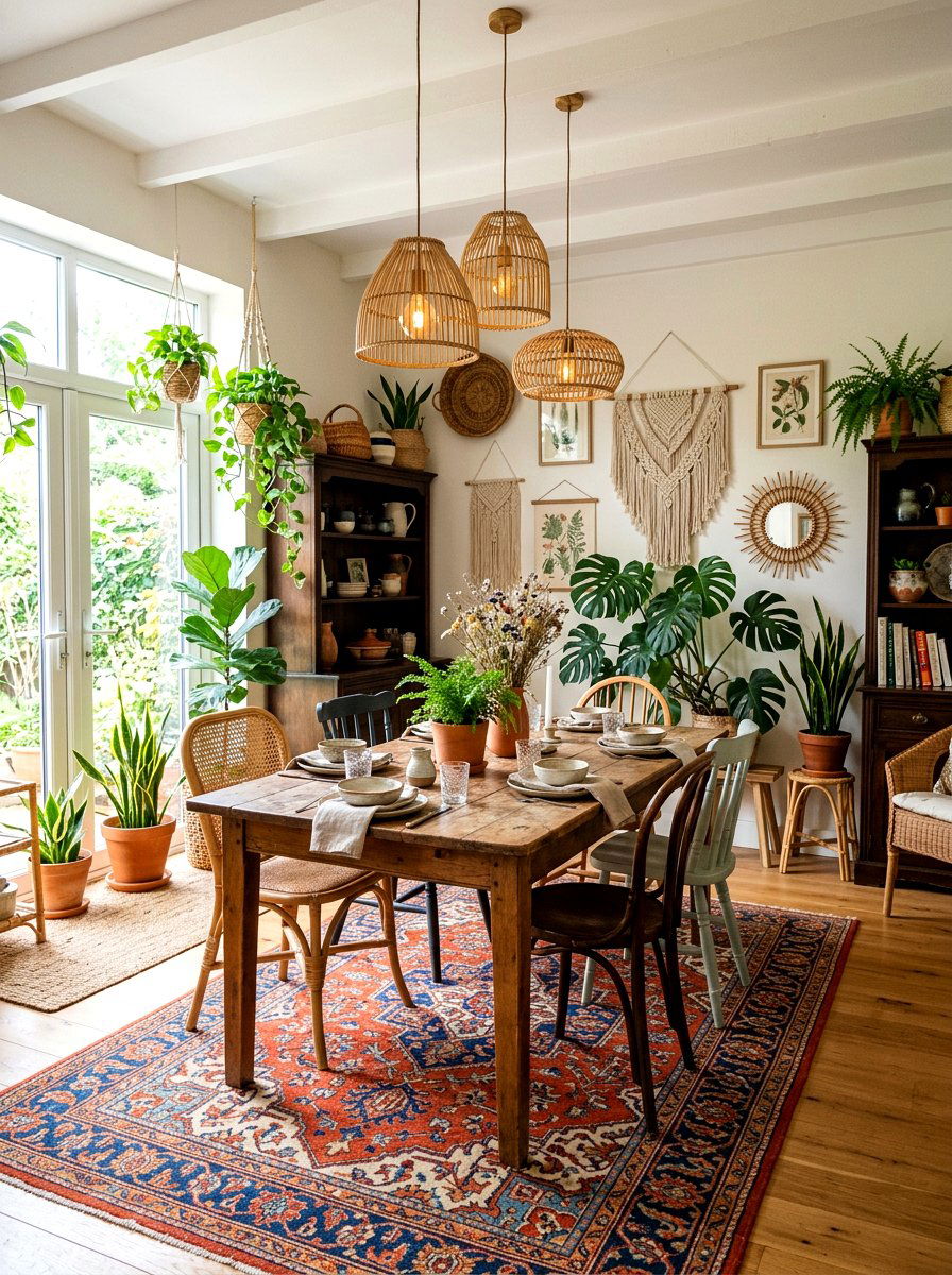 Boho Chic Dining Room - 30 dining room makeover ideas