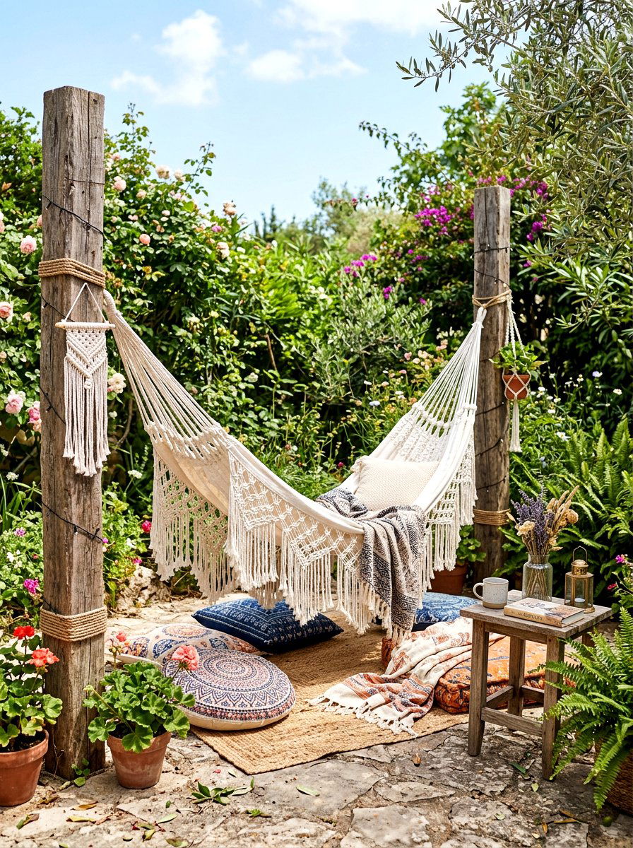 Boho Chic Hammock - 30 sunset inspired patio ideas