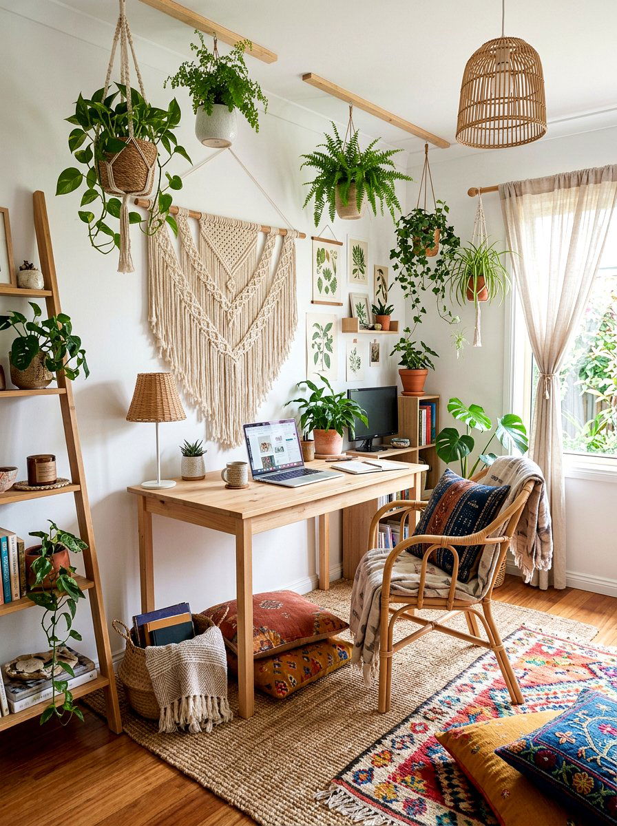 Boho Chic Home Office - 30 private study room ideas
