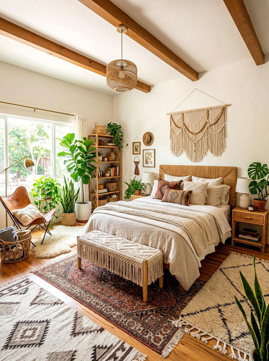 Boho Chic Neutral Bedroom - 30 neutral bedroom ideas