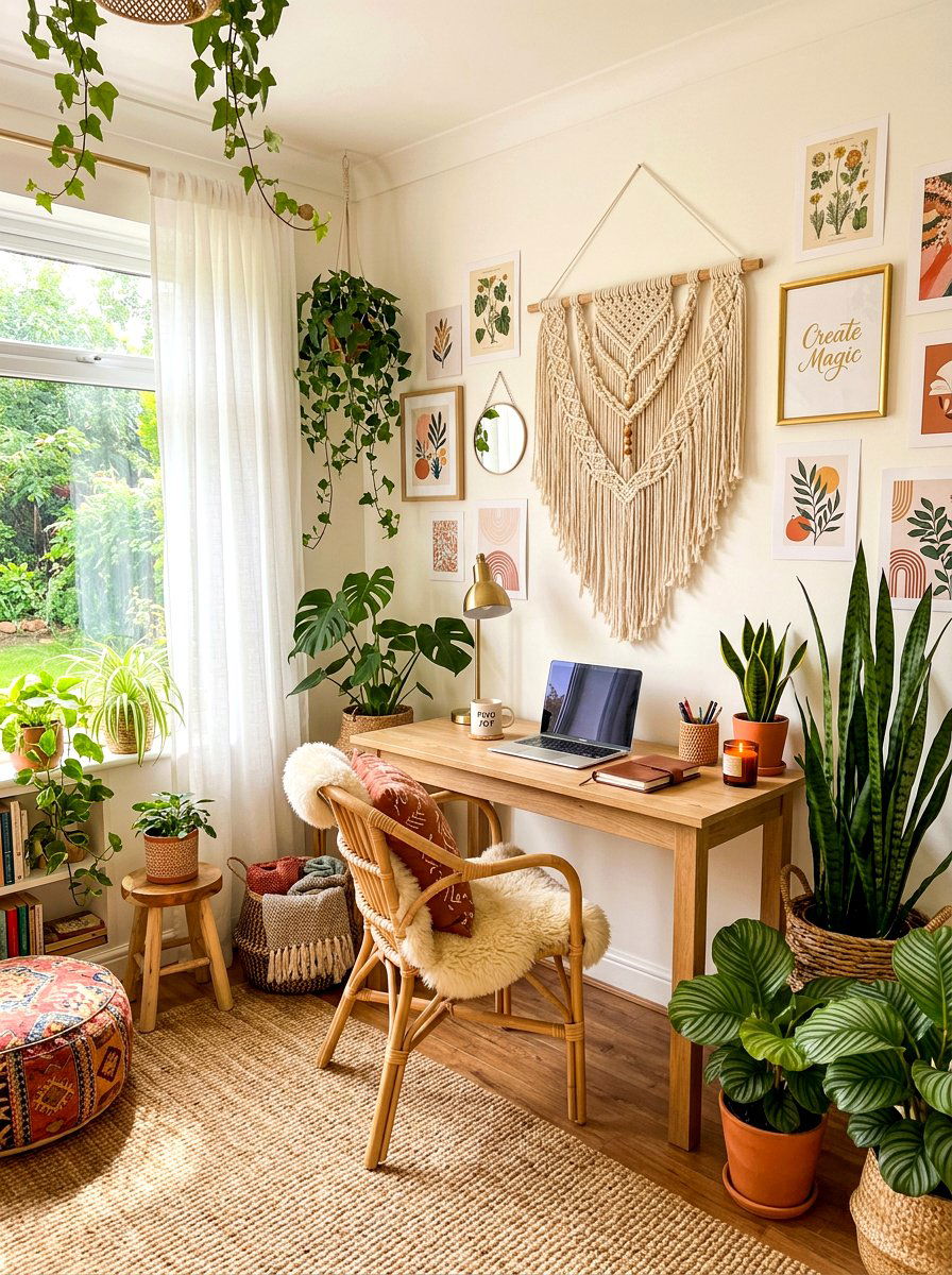 Boho Chic Office - 30 feminine office ideas