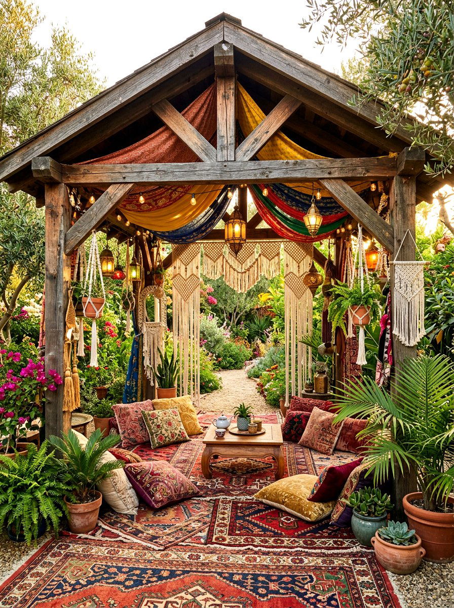 Boho Chic Pavilion - 30 outdoor retreat pavilion ideas