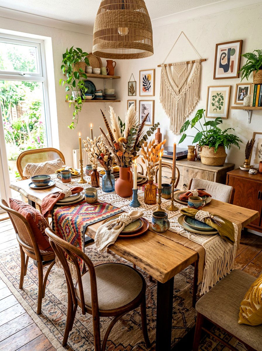 Boho Chic Thanksgiving Table - 30 Thanksgiving table decor ideas