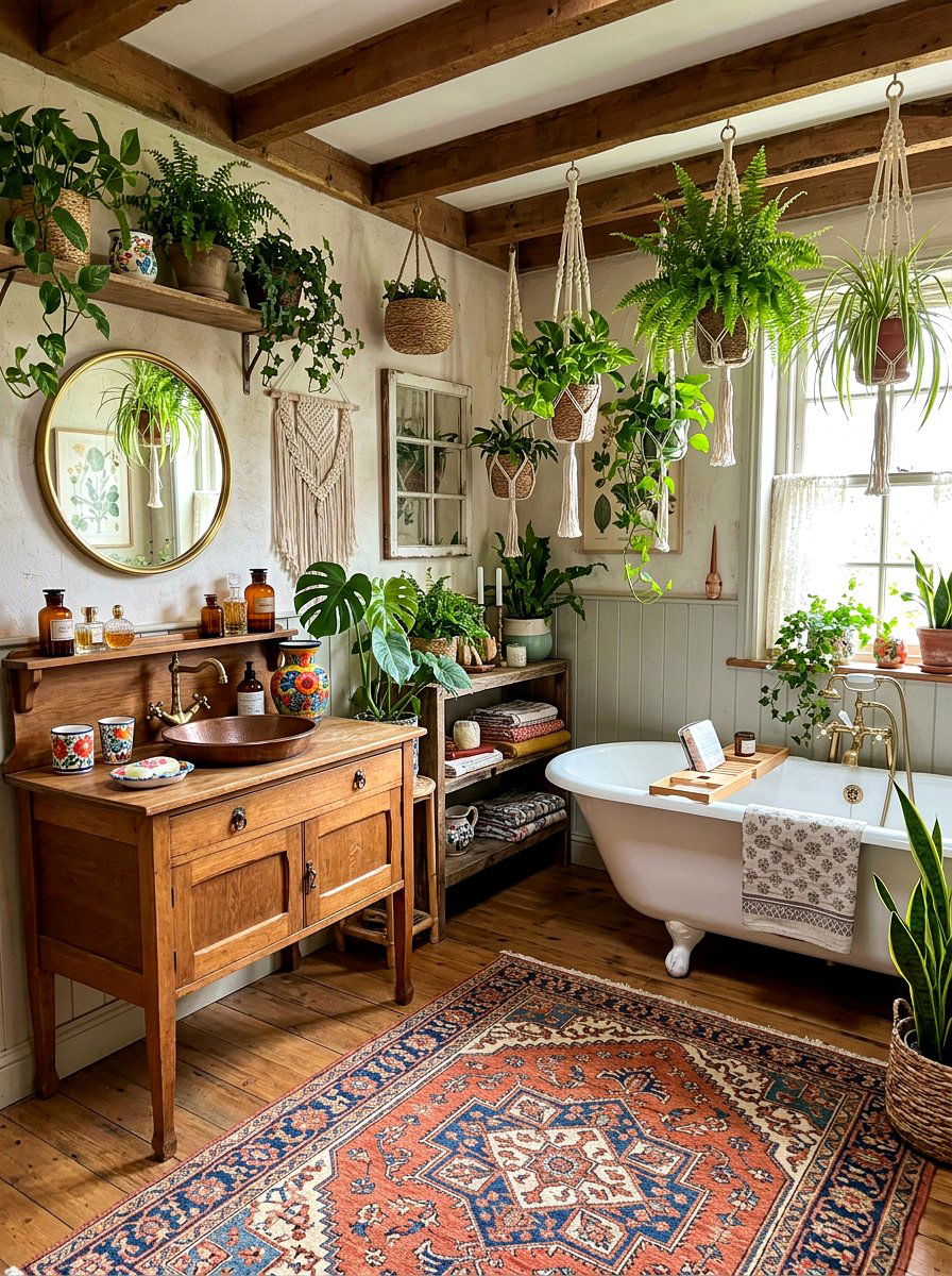 Boho Cottage Bathroom - 30 cottagecore bathroom ideas