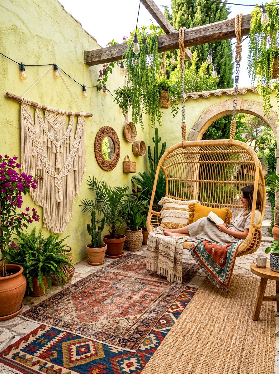 Boho Decor Accents - 30 courtyard patio ideas