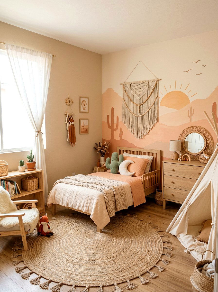 Boho Desert Toddler Bedroom - 30 neutral toddler room ideas