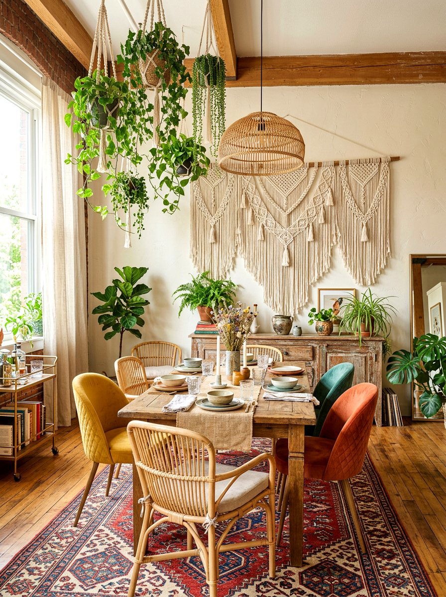 Boho Dining Room - 30 apartment dining room ideas