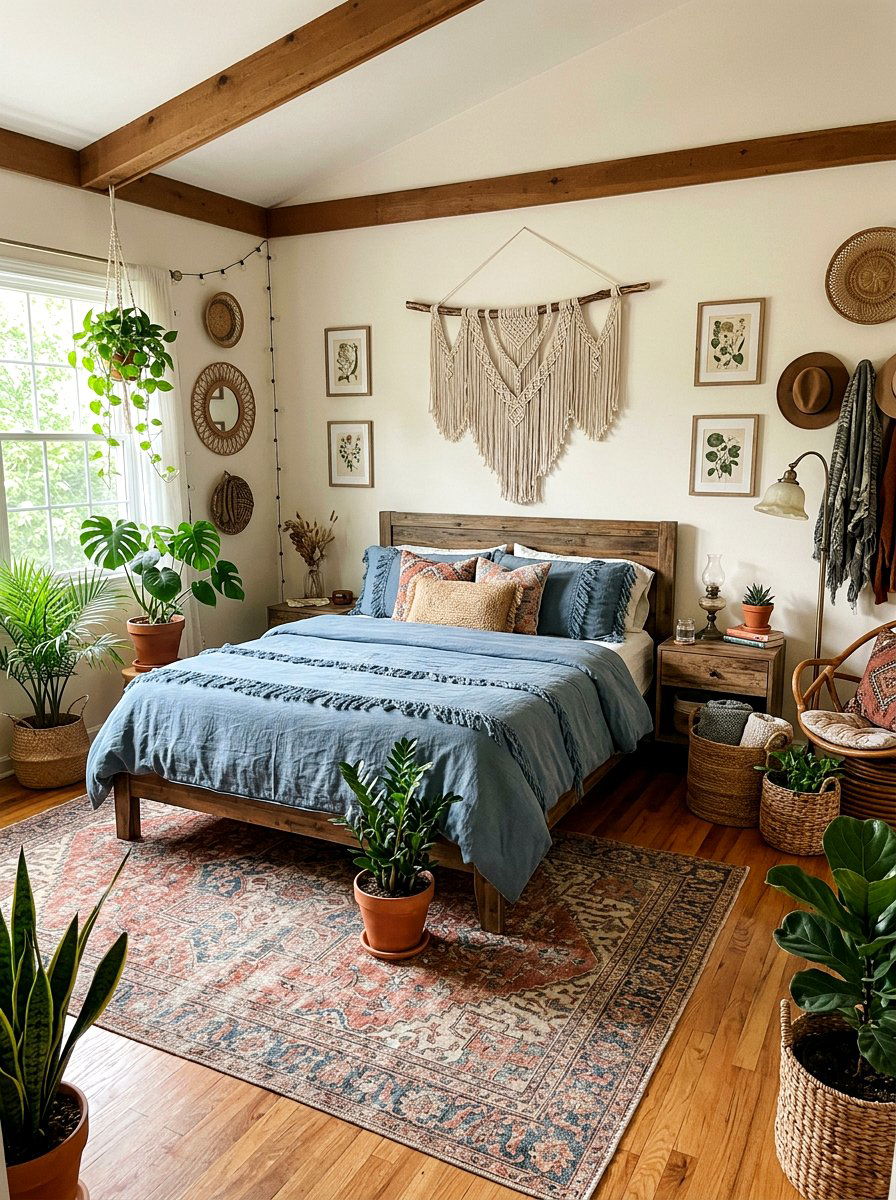 Boho Dusty Blue Bedroom - 30 dusty blue bedroom ideas