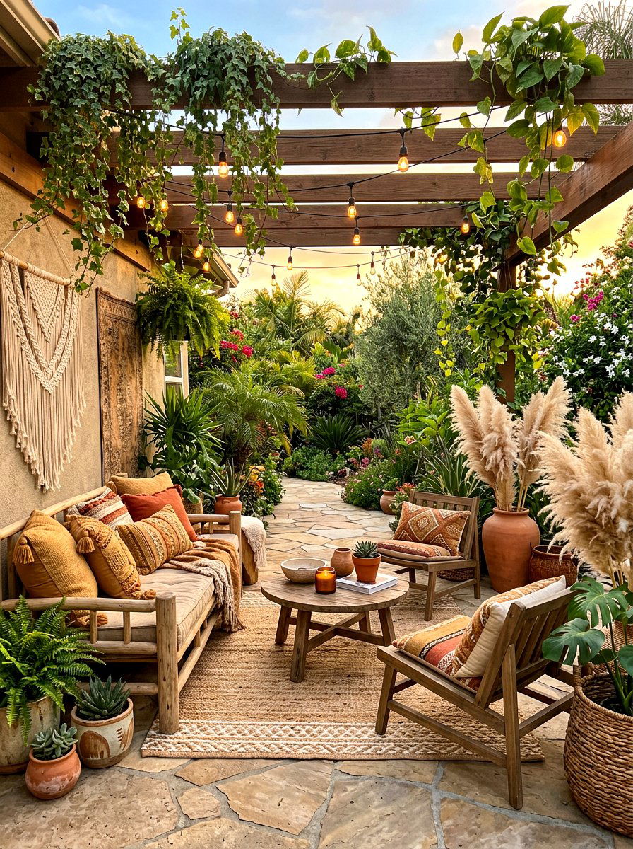 Boho Earth Tone Patio - 30 patio color scheme ideas
