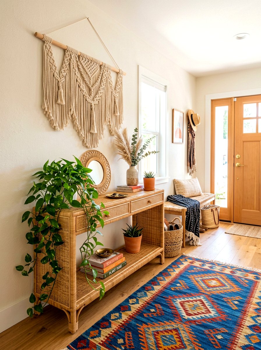 Boho Entry Table - 30 everyday entry table decor ideas