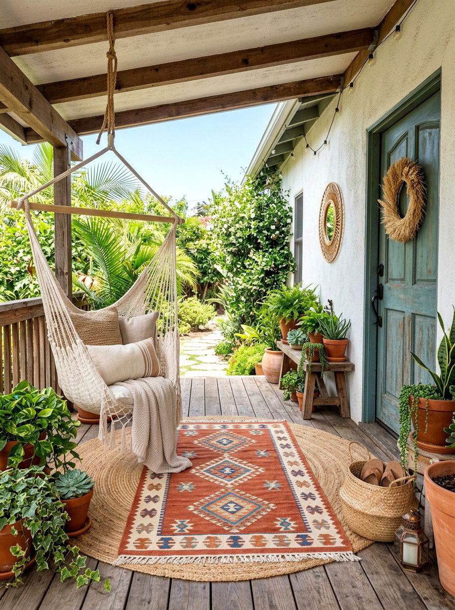 Boho Entryway - 30 viral front porch ideas