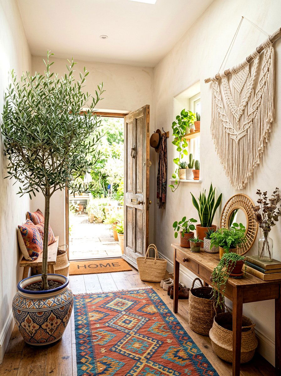 Boho Entryway Olive Tree - 30 olive tree entry ideas